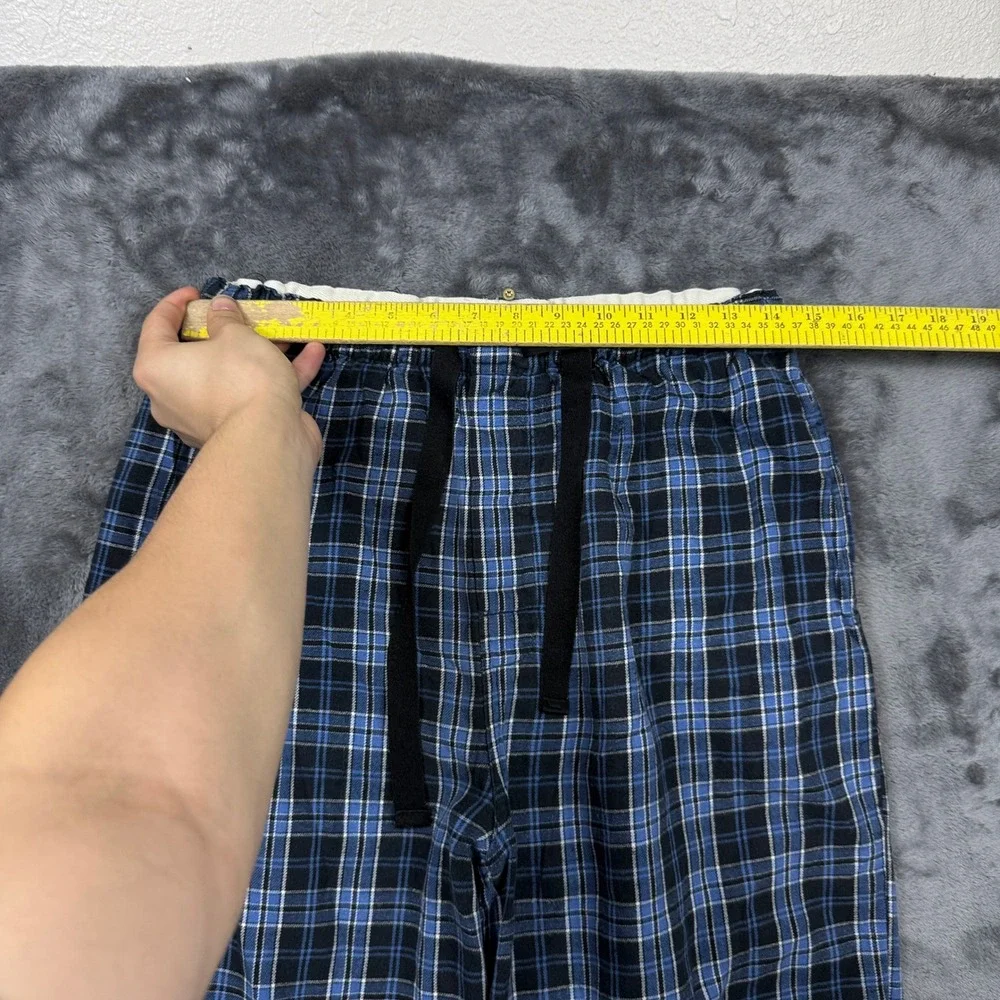 Chaps Pajama Pants Mens M Blue Plaid Cotton Drawstring Lounge Sleepwear